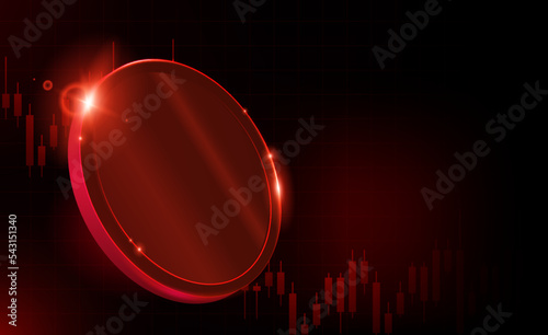 Coin red cryptocurrency price going down. Bearish bear. Crisis. Collapse candle stick. price falls. falling apart