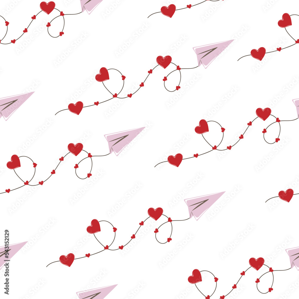 Heart and Paper Plane Print Onesie and Hat