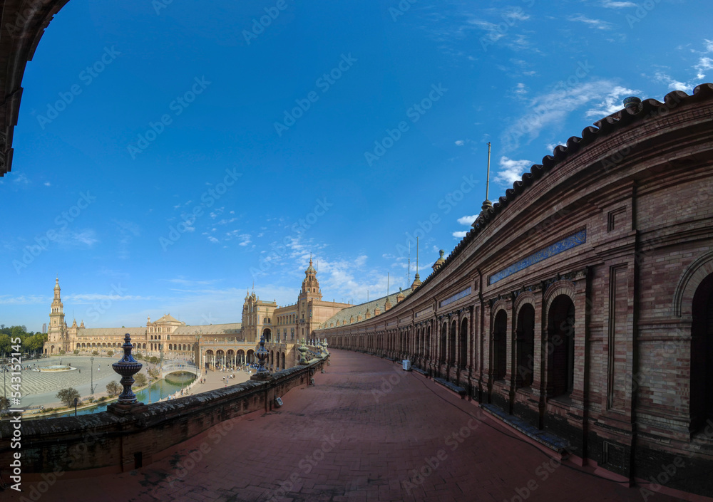panorámica de la plaza de España en la ciudad de Sevilla, Andalucía