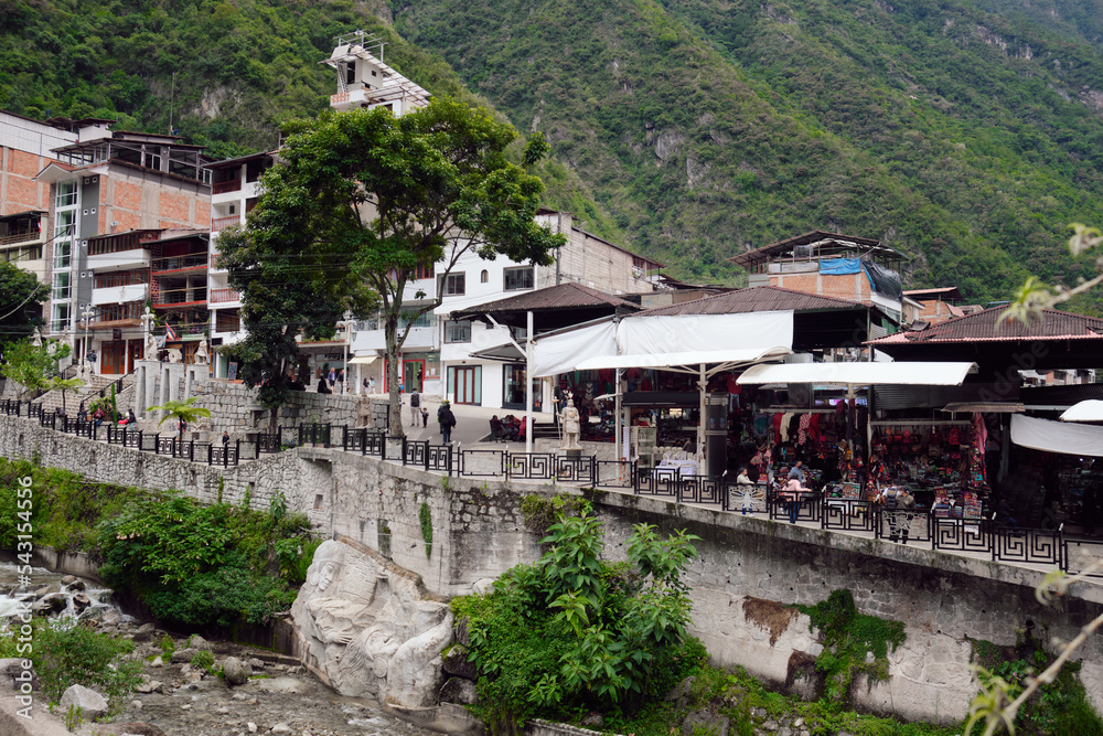 Aguas Calientes is a city at the foot of Machu Picchu, Peru.