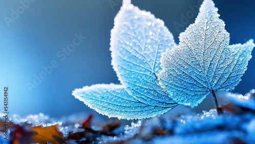 Принти на полотні Selective of maple leaves in hoar frost