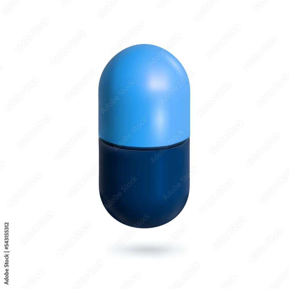 Blue Template Pills Capsules Isolated. Ready for Your Design. Vector illustration