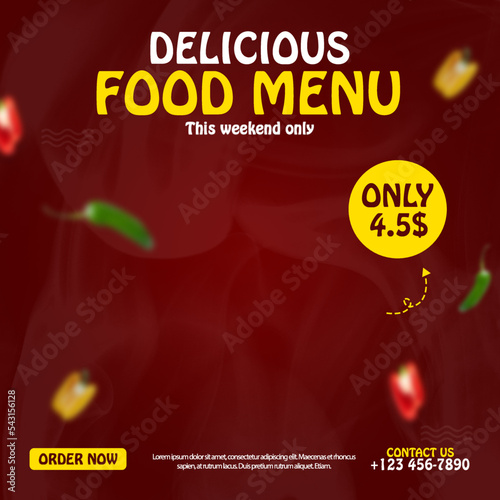 Social media post food menu