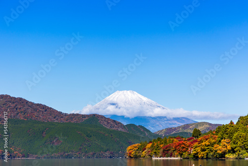 芦ノ湖から富士山を望む