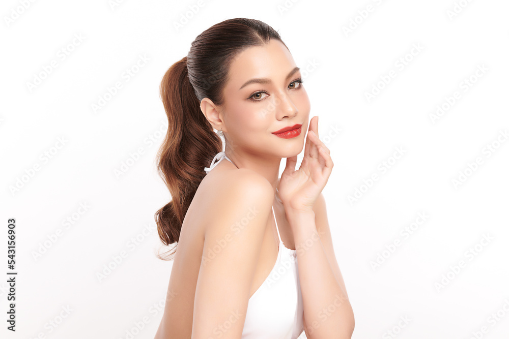 Beautiful young asian woman with clean fresh skin on white background, Face care, Facial treatment, Cosmetology, beauty and spa, Asian women portrait. Beautiful young asian woman with clean fresh skin on white background, Face care, Facial treatment, Cosmetology, beauty and spa, Asian women portrait.
