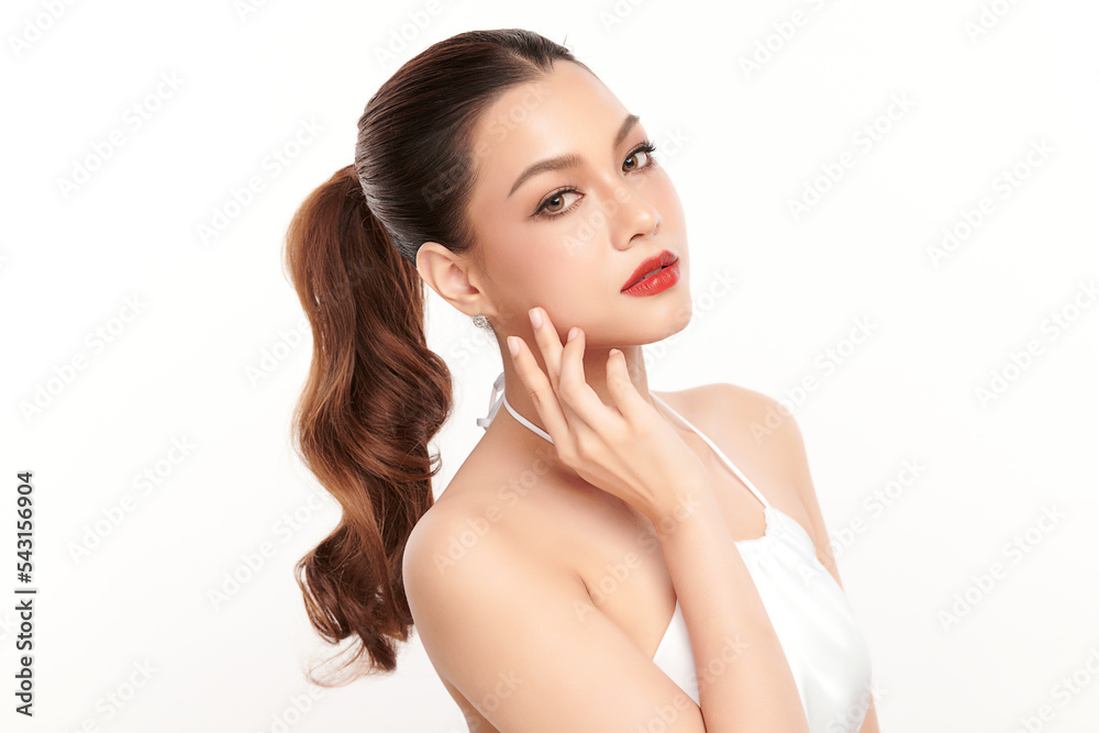 Beautiful young asian woman with clean fresh skin on white background, Face care, Facial treatment, Cosmetology, beauty and spa, Asian women portrait. Beautiful young asian woman with clean fresh skin on white background, Face care, Facial treatment, Cosmetology, beauty and spa, Asian women portrait.