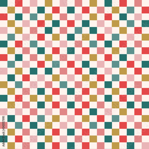 Retro Groovy Christmas festive winter holidays seamless pattern digital paper repeating background for wrapping paper, stationery, fabric,wallpaper