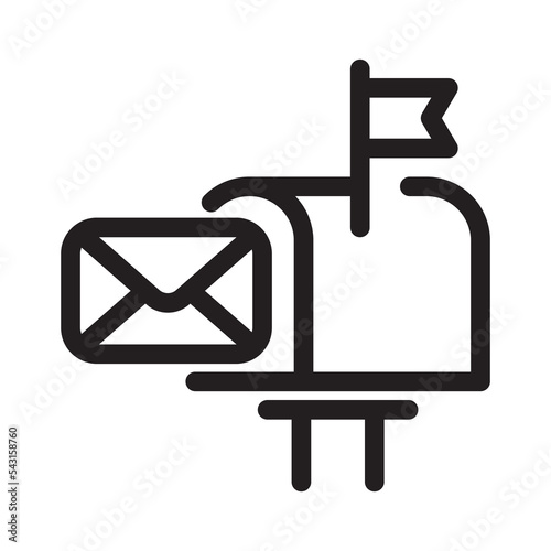 Mail box line icon. Post office, Mailbox outline vectr illustration photo