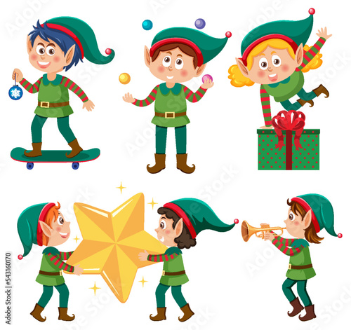 Set of elf cartoon character