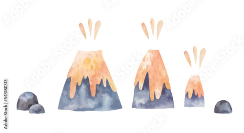 cute childish clipart with palms, coconut tree, nature