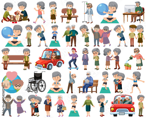 Collection of elderly people icons