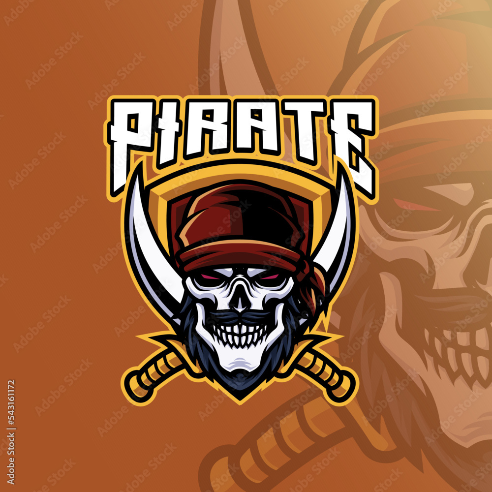 Skull Raider Pirate Mascot Logo Premium Template