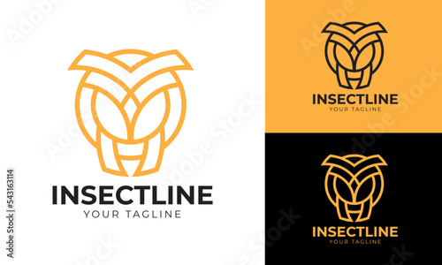 Ant insect line logo template