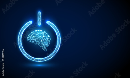 Abstract brains inside the blue power button.