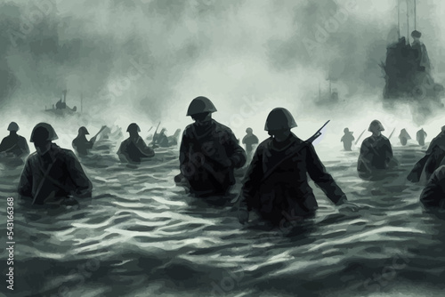 army soldiers submerged in water, war