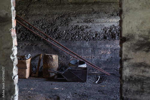 Obraz na plátně Empty and dirty coal cellar.