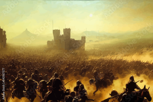 large armies crowds of soldiers fighting in a mass