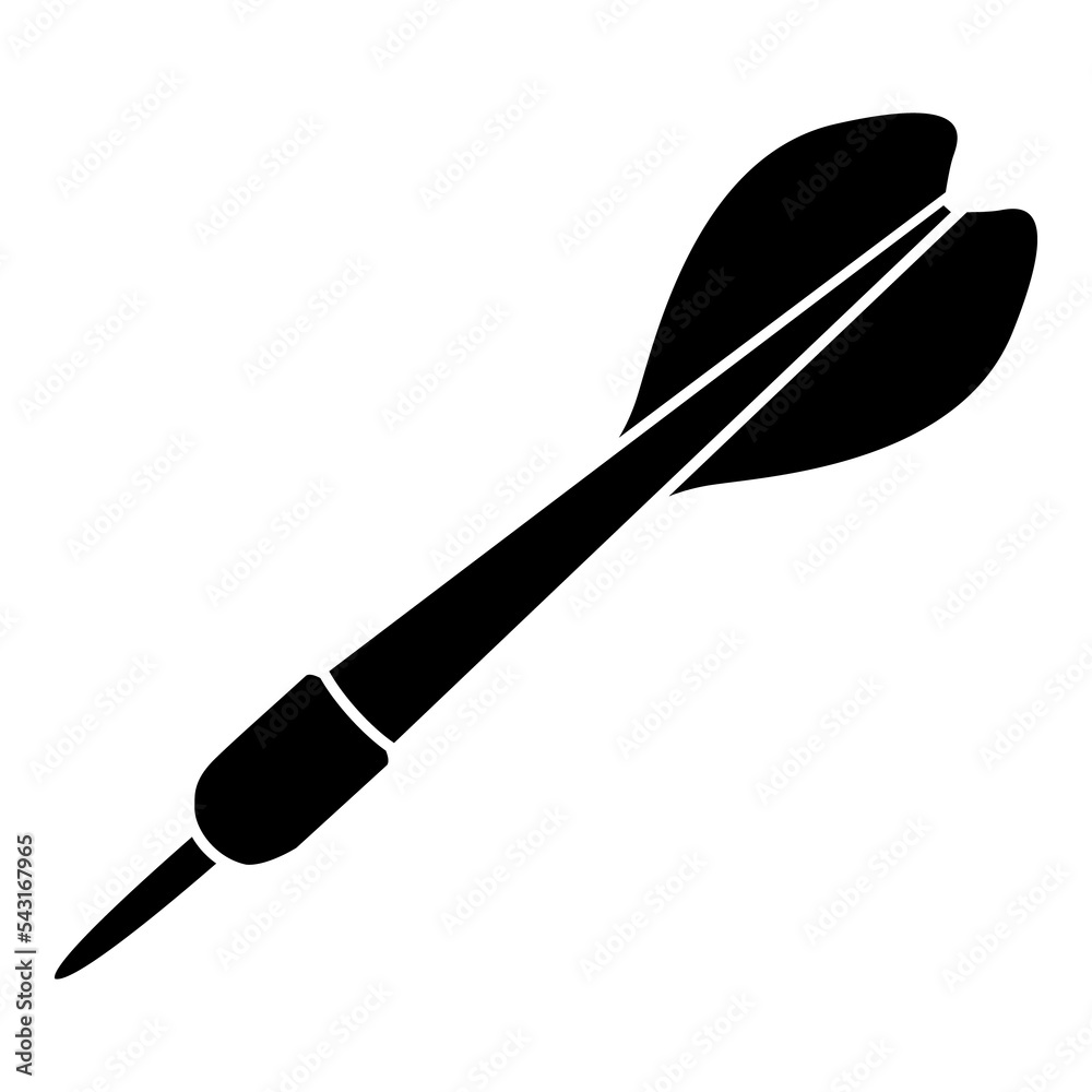 Icono objetivo. Silueta aislada de dardo Icono objetivo. Silueta aislada de dardo