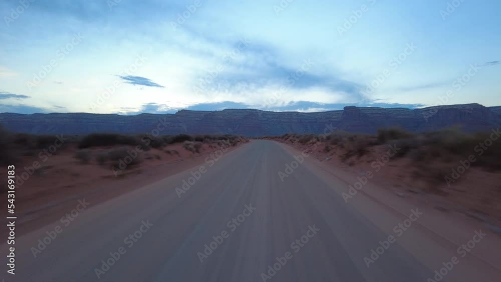 Driving Plate 4WD Off Road Utah Valley of the Gods Westbound Evening Multicam Set 10 Front View Southwest USA