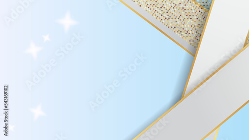 Soft blue background with golden lines and light blue gradient.