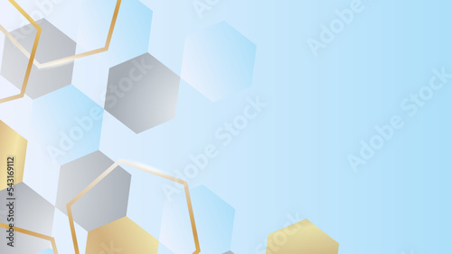 Soft blue background with golden lines and light blue gradient.