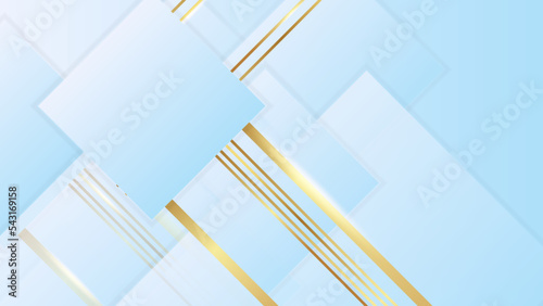 Soft blue background with golden lines and light blue gradient.