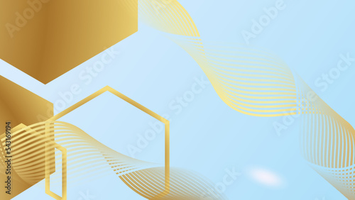 Soft blue background with golden lines and light blue gradient.
