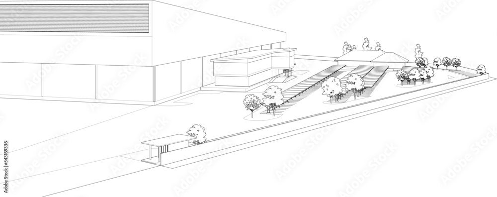 3D illustration of industrial building