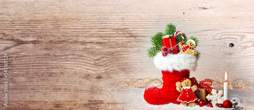 Santa Claus boot with gift ...