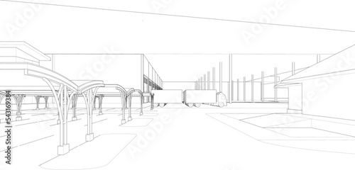3D illustration of industrial building