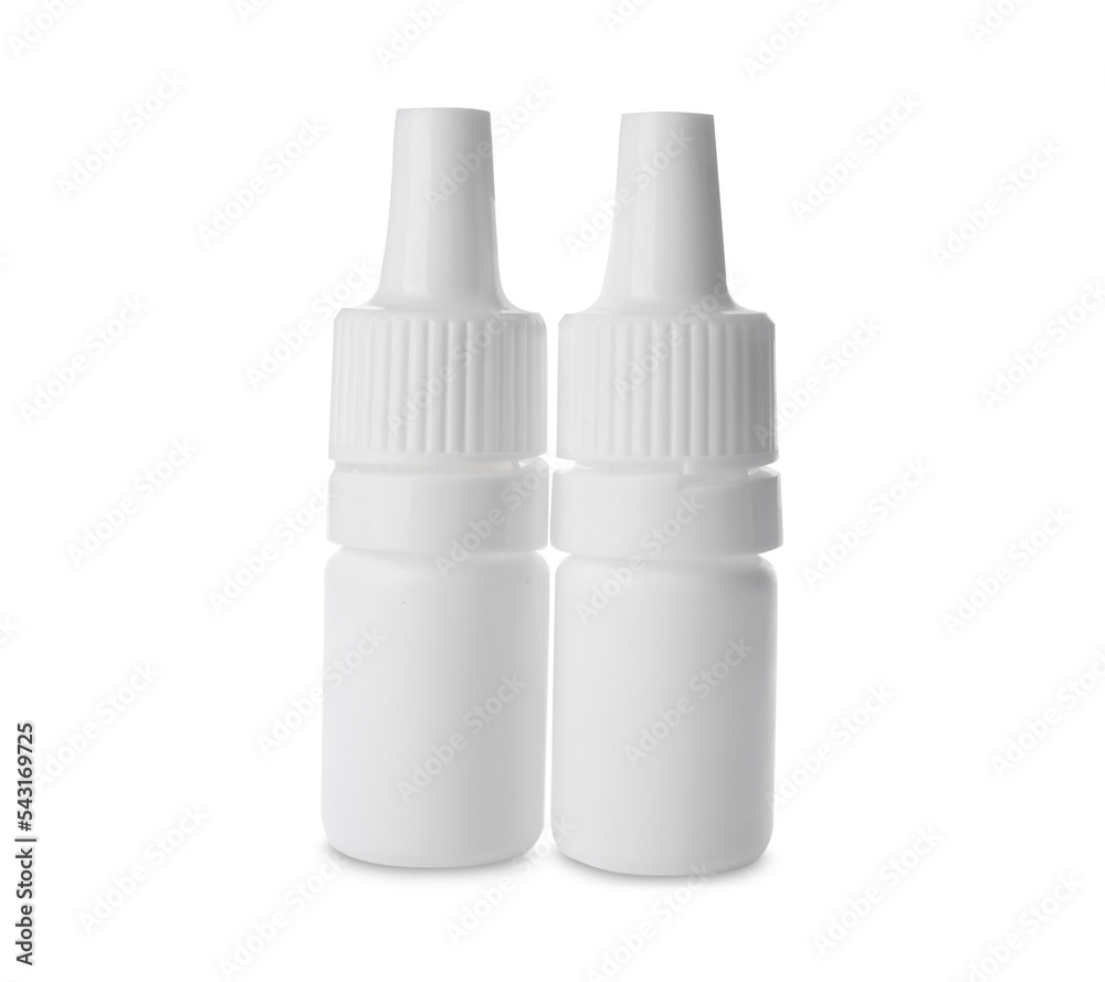 Bottles of medical drops isolated on white Bottles of medical drops isolated on white