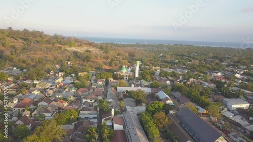 Drone Shot Over Mosque Sunrise Gili Trawangan photo