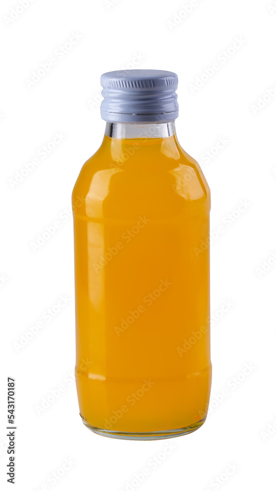 Fresh orange juice in a bottle. Concept of beverage for good healthy isolated on a transparent background Fresh orange juice in a bottle. Concept of beverage for good healthy isolated on a transparent background