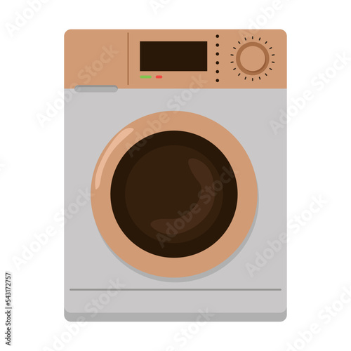 washing machine for home bathroom. Vector illustration of decoration and toilet equipment. Cartoon washbasin isolated on white