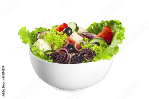 Wallpaper Mural Close-up photo of fresh salad with vegetables in white plate