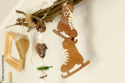 Wooden Christmas toy handmade skates