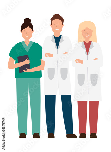 Medical insurance doctors characters flat style. Group of medical specialist doctor portrait isolated on white. Vector illustration