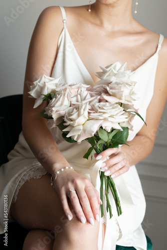Wedding bouquet with white roses