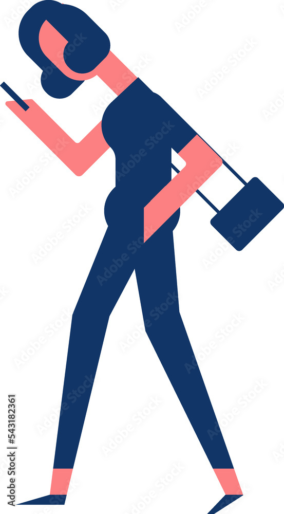 Flat person with phone. Phone addiction Flat person with phone. Phone addiction
