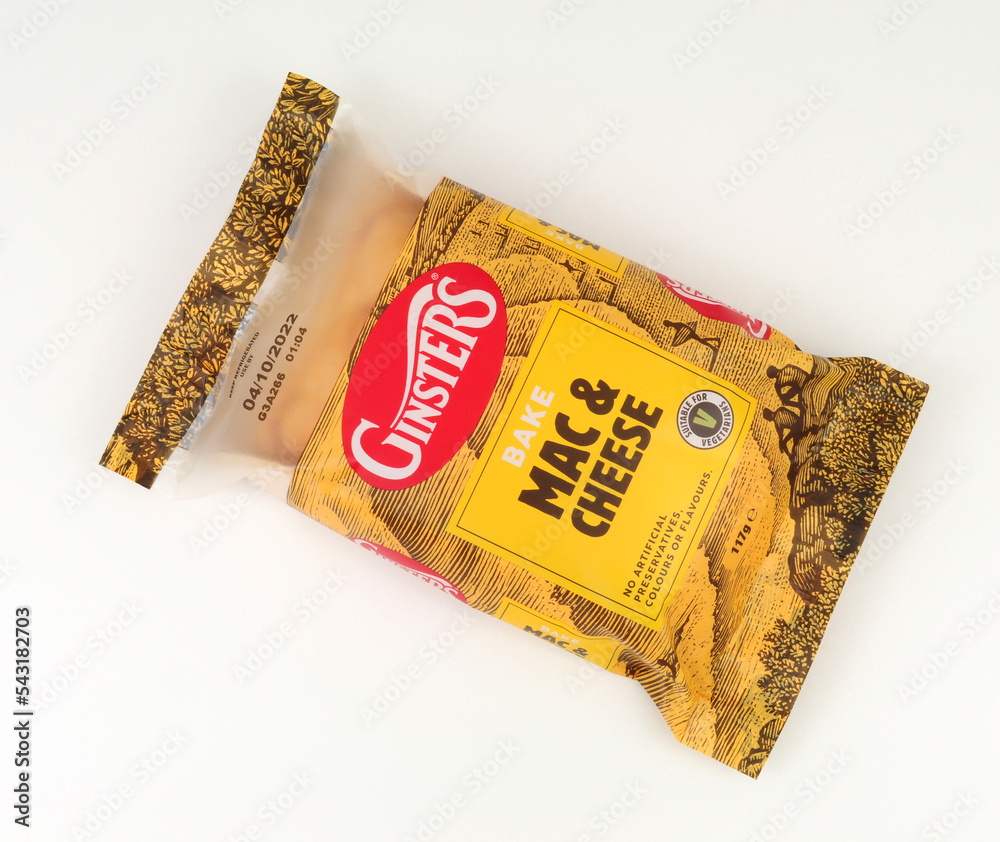 Ginsters mac and cheese baked slice flaky puff pastry filled with