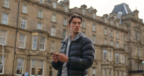Man Staying Connected in the City