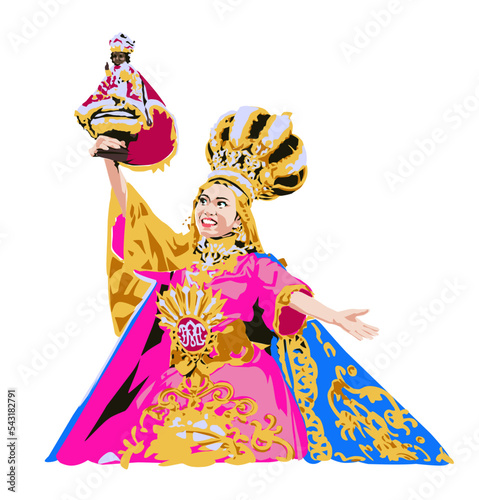 Fényképezés Sinulog Dancer dancing holding Santo Nino de Cebu sculpture