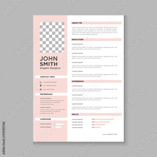 Clean Modern Resume and Cover Letter Layout Vector Template for Business Job Applications, Minimalist resume cv template, Resume design template, cv design, multipurpose resume design