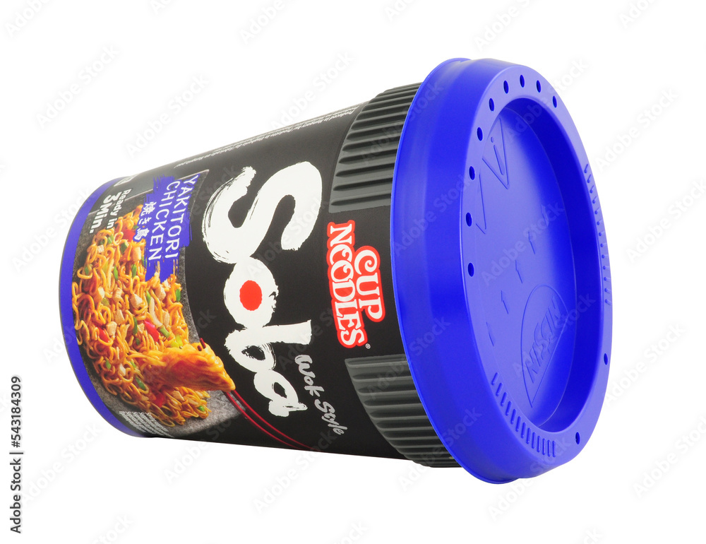 Soba cup noodles yakitori chicken wok style flavour instant noodles in