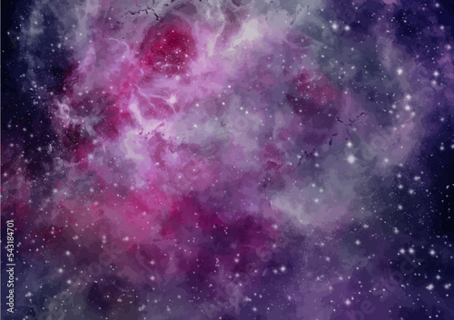 Fototapeta Naklejka Na Ścianę i Meble -  Arrière-plan spatial avec poussière d'étoiles et étoiles brillantes. Cosmos coloré réaliste avec nébuleuse et voie lactée. Toile de fond de galaxie bleue. Bel espace extra-atmosphérique. Univers 