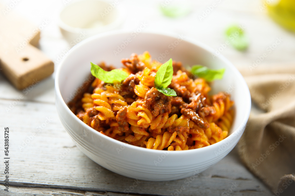 Pasta with traditional Bolognese sauce Pasta with traditional Bolognese sauce