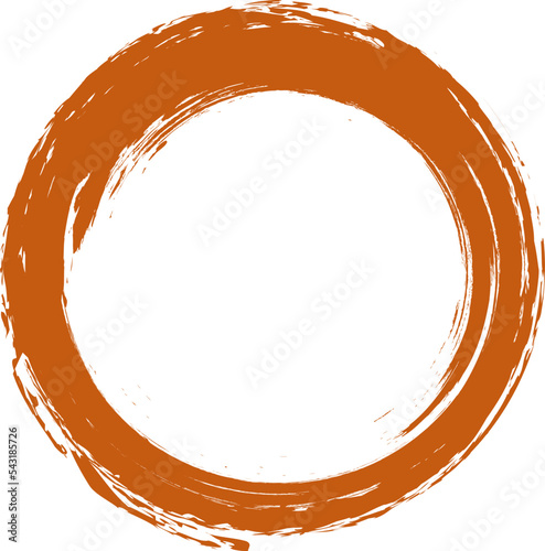 Brown circle brush stroke vector isolated on white background. Brown enso zen circle brush stroke. For stamp, seal, ink and paintbrush design template. Grunge hand drawn circle shape, vector