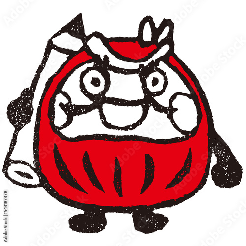 鉛筆を担いでいる達磨