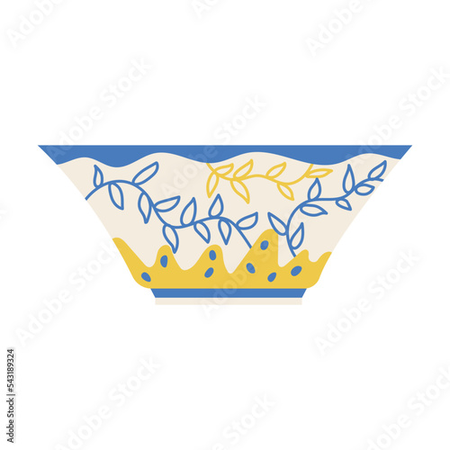 Tableware item, first course plate for home decoration on white background. Ceramic household pottery for kitchen