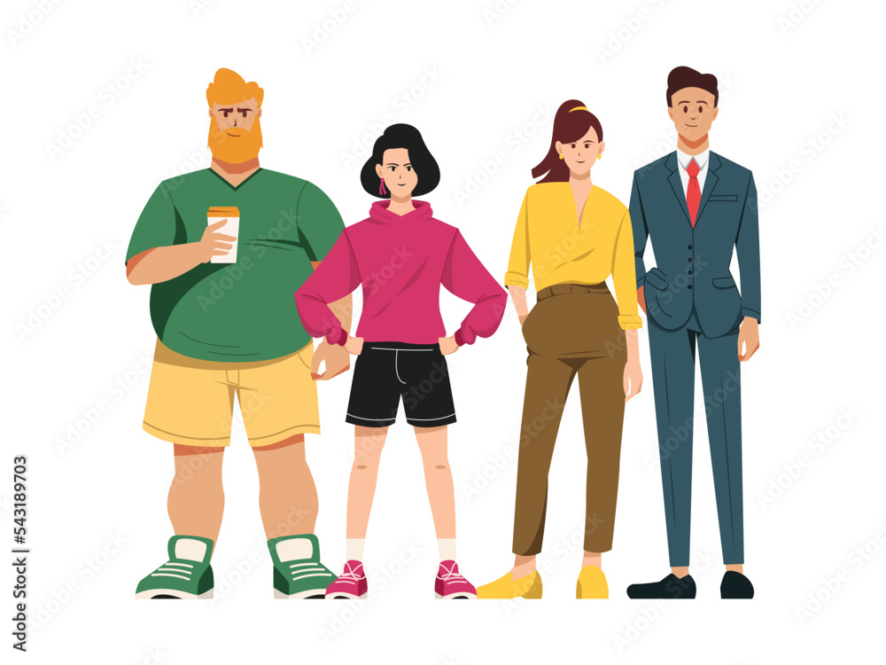 group of people standing together, community and togetherness concept